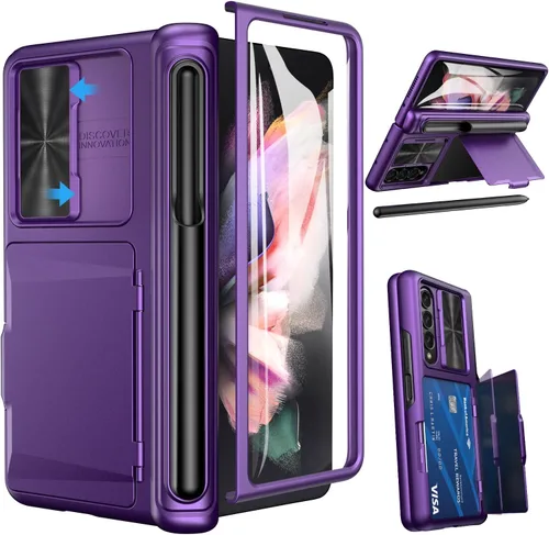 Miniatura 12 de Viaotaily Funda para Galaxy Z Fold 3 con Soporte para Bolígrafo, Funda Fold 3 con Protección de Bisagra y Protector de Pantalla, Funda con Soporte