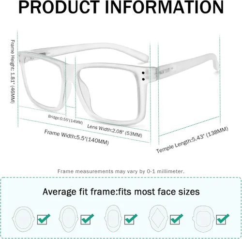 Miniatura 3 de Eyekepper Gafas de lectura fotocrómicas de transición de gran tamaño con marco grande transparente +4.0 Claro