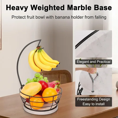 Miniatura 4 de Livabber - Frutero de encimera con colgador de plátanos, cuenco moderno de almacenamiento de frutas y verduras, con soporte de árbol de plátano