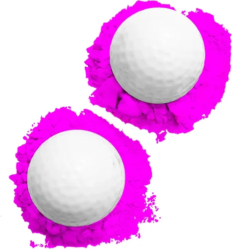 J&M Gender Reveal Pelota de golf para baby showers y fiestas de revelación. Polvo Holi totalmente natural. Paquete de 2. Rosado