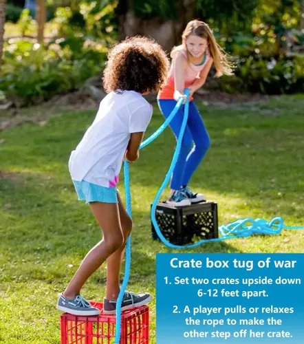 Miniatura 3 de Juegos al aire libre de 60 pies de cuerda de tira y afloja para niños adultos, día de campo, reunión familiar, patio trasero, césped, carnaval, Azul