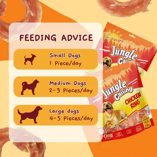 Miniatura 8 de Jungle Calling Anillos de pollo para perros pequeños, medianos y grandes, cecina de pollo asado lento, masticables para perros sin cuero crudo