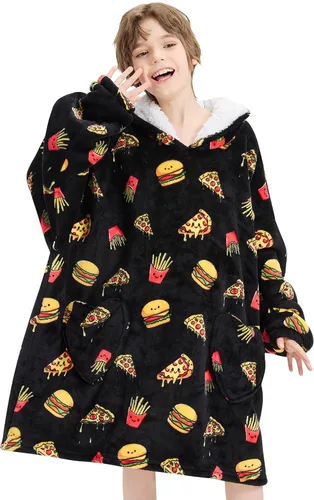 Miniatura 13 de Mewkou Manta con Capucha Portátil para Niños Sudadera con Capucha de Sherpa Extra Grande para Niños, Niñas y Niños Pequeños de 2 a 6 años
