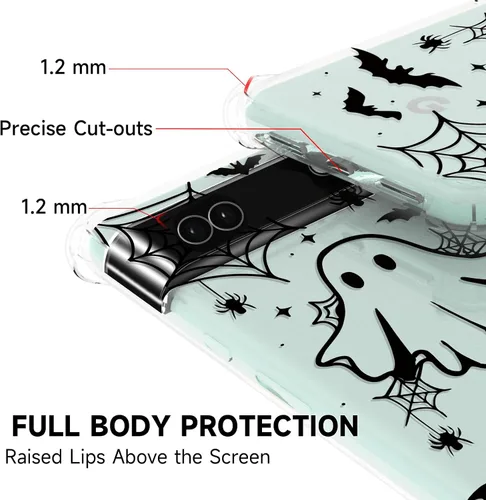 Miniatura 5 de Funda de Halloween para Google Pixel 6A transparente con diseños de murciélagos fantasmas, funda para teléfono para niñas, elegante, delgada, a