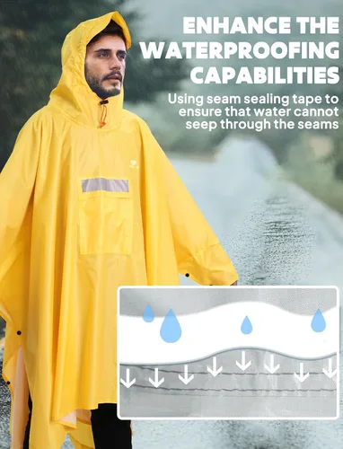 Miniatura 60 de ANYOO Poncho de lluvia con capucha para adultos, impermeable, ligero, para hombres y mujeres, chaqueta de lluvia reutilizable para emergencias al