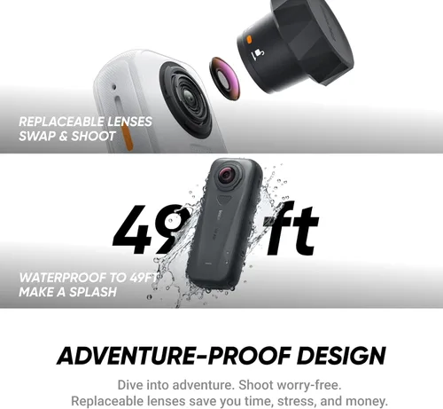 Miniatura 6 de Insta360 X4 Air Kit de inicio - Cámara 360 de 8K y 165g ligera, palo de selfie invisible, lentes reemplazables, dispara primero y enmarca después