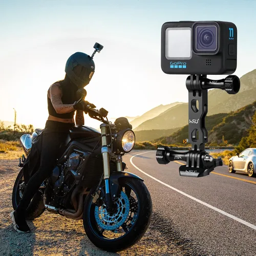 Miniatura 6 de HSU - Kit de brazo de extensión de aleación de aluminio para casco de montaje en poste de metal, soporte de brazo de extensión para GoPro Hero Negro