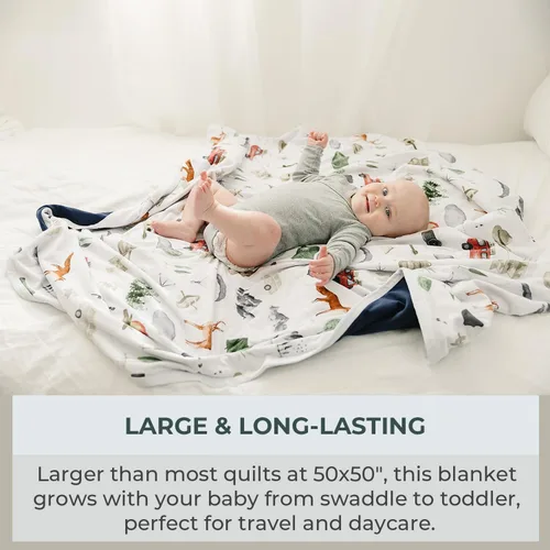 Miniatura 3 de Pobibaby Manta de bebé de alta calidad para niños, colcha de algodón suave y elástico para bebé, manta de cuna de 3 capas y mantas para niños