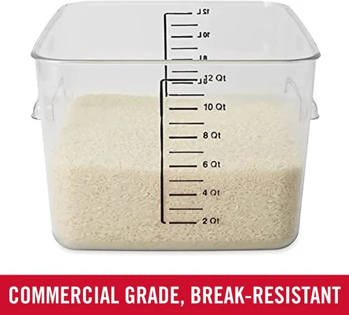 Miniatura 2 de Rubbermaid Commercial Products Contenedor de almacenamiento de alimentos cuadrado para ahorrar espacio 12 cuartos de galón transparente