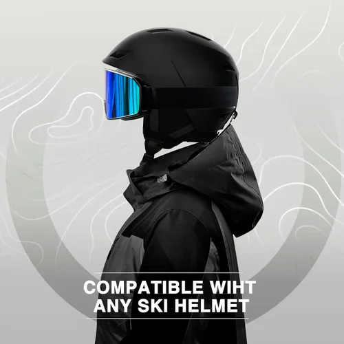 Miniatura 7 de SPOSUNE Gafas de esquí sobre gafas con doble lente Gafas de nieve antivaho anti-UV para hombres, mujeres, jóvenes, esquí, motos de nieve negro