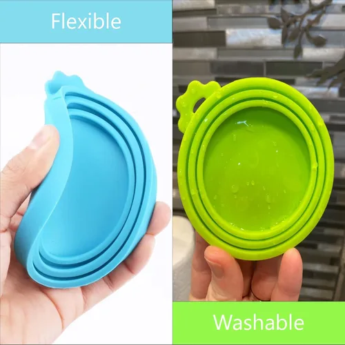 Miniatura 2 de Paquete de 4 Tapas de Latas de Comida para Mascotas de Silicona para Comida de Perros y Gatos
