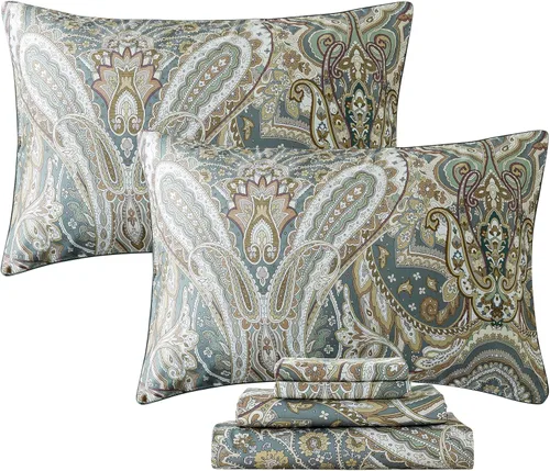 Miniatura 81 de FADFAY Juego de sábanas de rosas blancas, ropa de cama vintage floral de rosas, ropa de cama estilo rústico, 100% algodón egipcio percal, 800 hilos