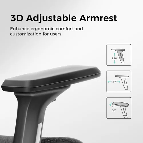 Miniatura 3 de ALPHA HOME Silla de oficina ergonómica con reposapiés, silla de computadora de malla de respaldo alto con soporte lumbar, altura ajustable