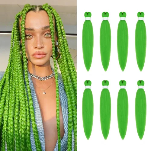 Miniatura 107 de 8 paquetes de extensiones preestiradas - 16 pulgadas de cabello trenzado premium, 55G/paquete, sin picazón, fijación en agua caliente, textura Perm