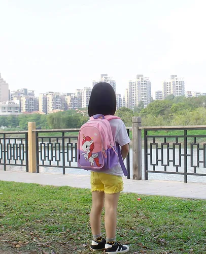Miniatura 4 de Mochila de viaje preescolar de 11 pulgadas para niños pequeños (unicornio rosa y morado)