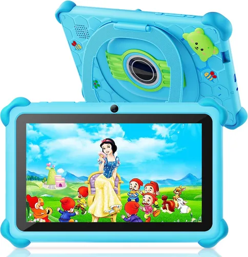 Tablet para niños de Trayoo, tablet de 7 pulgadas para niños, tablet para niños pequeños de 32 GB con estuche incluido, control parental, cámara Azul