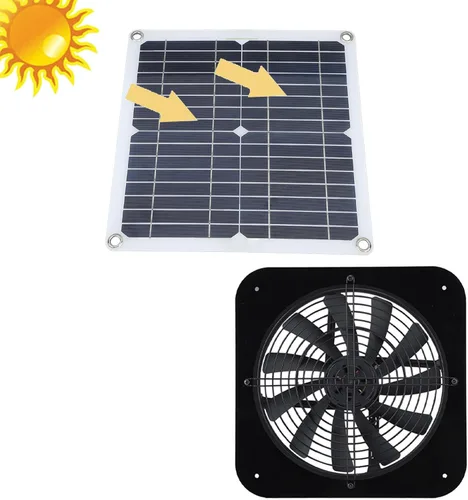 Miniatura 5 de Fdit Ventilador de escape de ático alimentado por energía solar, 100 W, 13.5 pulgadas, panel de silicona monocristalina, 18 V, para casa