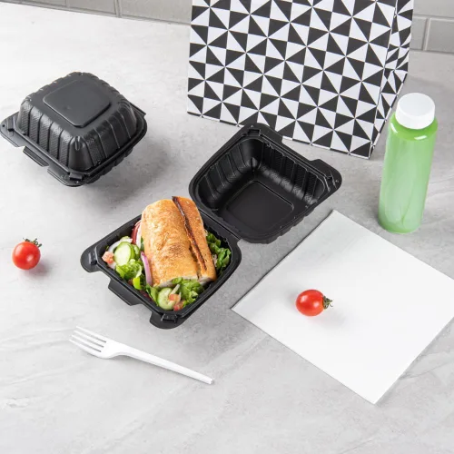 Miniatura 10 de Restaurantware Thermo Tek - Recipientes para llevar rellenos de minerales de 6 x 6 x 3 pulgadas, 100 recipientes duraderos para llevar, contenedores