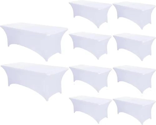Miniatura 34 de PTC21B - Juego de 6 manteles elásticos de 6 pies, color negro, rectangular, ajustable, lavable, de elastano, para fiestas, bodas, cócteles