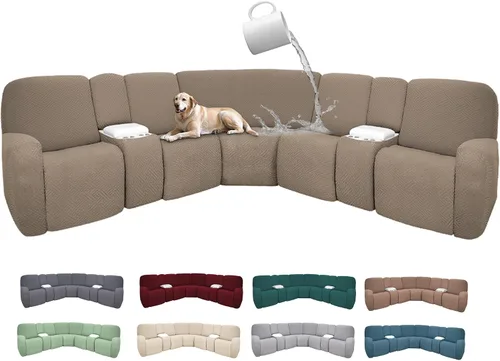 Miniatura 31 de Fundas de sofá reclinable seccional 100% impermeables para sofá reclinable en forma de L, funda de sofá modular de esquina en forma de L, fundas