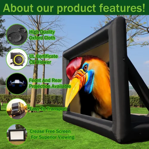 Miniatura 2 de Pantalla de proyector de película inflable de 16 pies, pantalla de proyector para interiores y exteriores con bolsa de transporte para proyección
