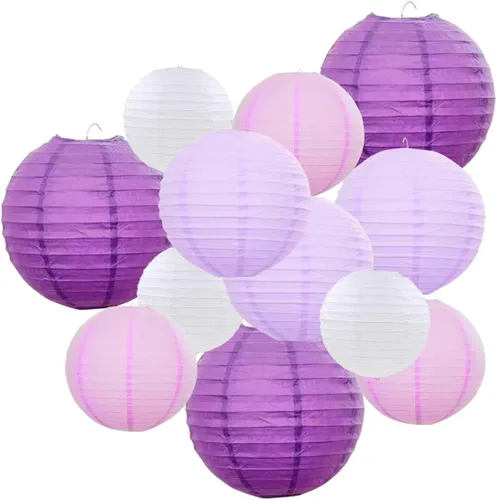 Miniatura 17 de 10 linternas de papel blanco para decoración de fiesta, 16 pulgadas, grandes, de papel redondo chino, para colgar, linternas gigantes