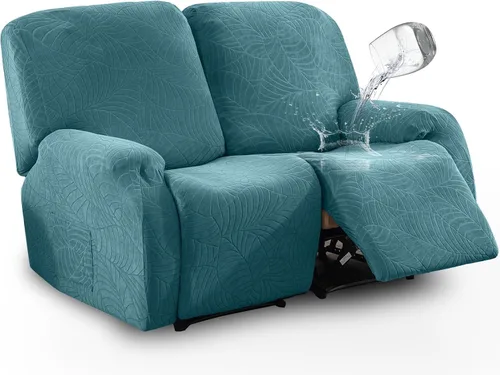 Miniatura 23 de vctops Funda repelente al agua para silla reclinable de 4 piezas con bolsillo lateral, diseño de hojas de jacquard, elástica, suave, protector