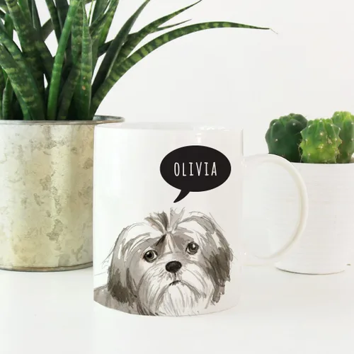 Miniatura 2 de Andaz Press Taza de café personalizada de 11 onzas para perro, Shih Tzu Shorter Haired Up Close, paquete de 1 Shih Tzu pelo más corto personalizado