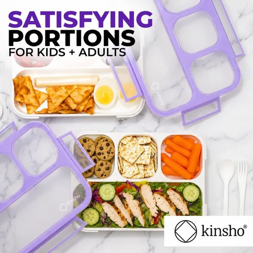Miniatura 5 de kinsho Lonchera Bento para niños, loncheras para mujeres, adultos, niñas y niños, contenedores de aperitivos para niños pequeños, preadolescentes