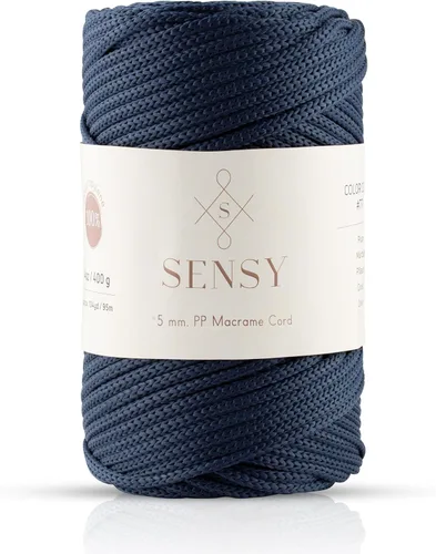 Miniatura 30 de Sensy - Cuerda de poliéster prémium de 0.197 in, 104 yardas, 100% polipropileno, cordón de macramé de 0.197 in, cuerda de ganchillo para bolsa