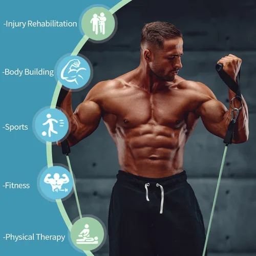 Miniatura 5 de VEICK Resistance Bands with Handles for Men Women, Exercise Bands, Workout Bands for Working Out, Exercising Bands for Fitness Weights Work Out at