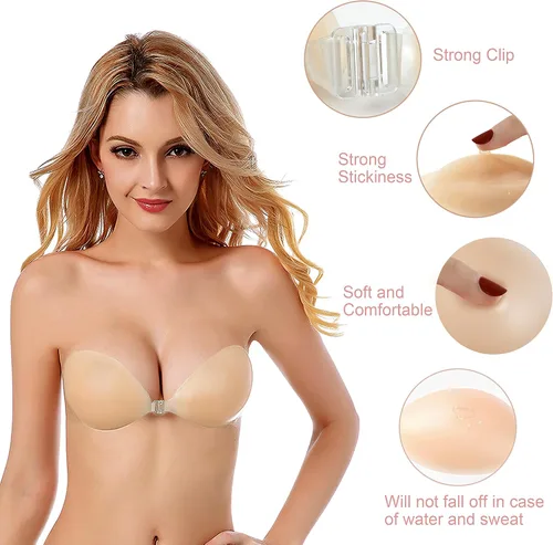 Miniatura 3 de VICETONE Adhesive Bra Strapless Sticky Invisible Push up Reusable Silicone Bra The Best Off Backless Viscous Bra for Women