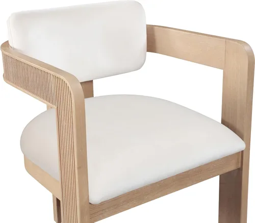 Miniatura 8 de Meridian Furniture 11094Cream-C Sacha Collection Silla de comedor Art Deco, terciopelo crema Ultra Luxe, terciopelo de 460 GSM, acabado natural