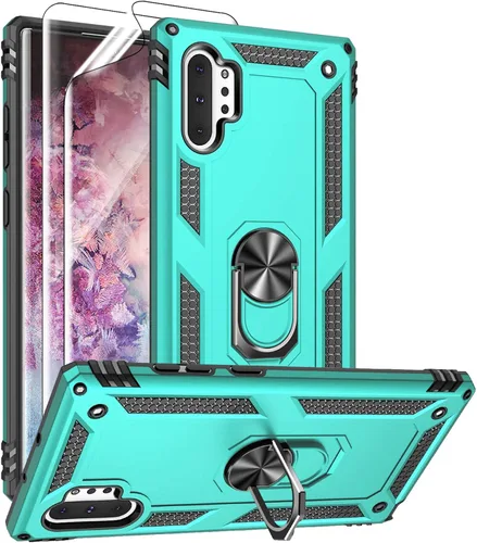 Miniatura 13 de Androgate Funda para Samsung Galaxy Note 10 Plus con protectores de pantalla HD, soporte de anillo de metal de grado militar, a prueba de caídas, a