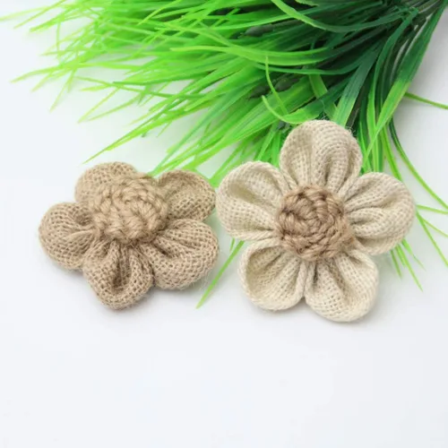 Miniatura 4 de Abaodam Flores de encaje de arpillera, 10 mini rosas de yute simuladas para bricolaje, bodas, fiestas, decoración rústica de manualidades, adornos
