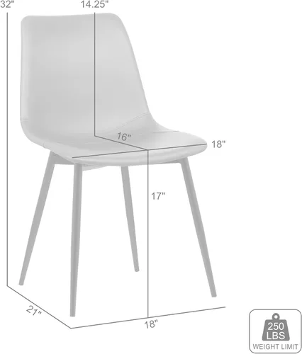 Miniatura 3 de Armen Living Monte Mid Century - Silla auxiliar de comedor moderna y contemporánea para mesa, cocina, escritorio de oficina en casa, altura del Piel