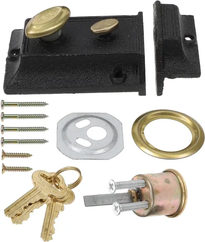 Cerradura de puerta de doble seguridad, cerradura de perno de resorte vintage para seguridad del hogar, fácil de instalar, reemplazo de puerta