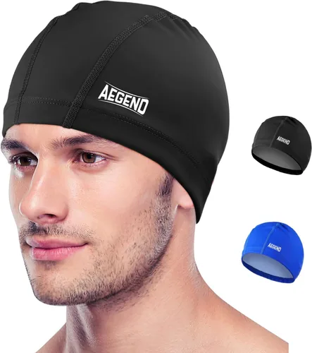 Miniatura 12 de Aegend Gorro de natación de tela, capa impermeable de silicona, gorra de natación de tela transpirable, mantiene el cabello seco con alta