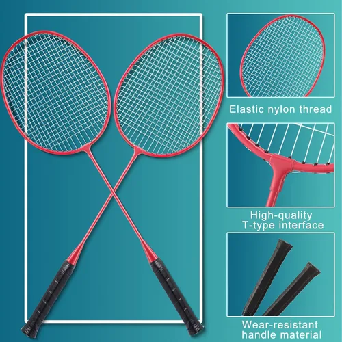 Miniatura 3 de woanger Juego de 8 raquetas de bádminton con 12 raquetas de bádminton para adultos y adolescentes, juego de bádminton para patio trasero, gimnasio