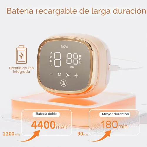 Miniatura 3 de NCVI Extractor de leche eléctrico doble 8102, batería mejorada de 4400 mAh con luz nocturna, extractor de leche portátil para lactancia materna, 4