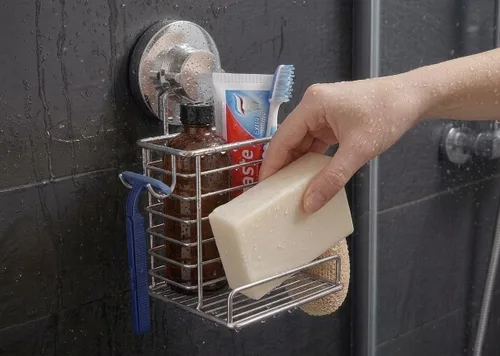 Miniatura 2 de Soporte para cepillos de dientes, ventosa, montaje en la pared, pasta de dientes y cepillos de dientes, estante para jabonera o teléfono, potente
