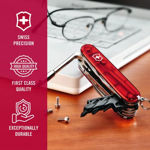 Miniatura 7 de Victorinox Cyber Tool M 32 Functions Swiss Army - Cuchillo de bolsillo mediano con estuche plegable, color rubí