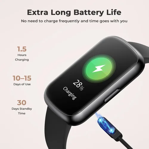 Miniatura 7 de Pulsera de fitness para mujeres y hombres, reloj inteligente con monitor de oxígeno en sangre, frecuencia cardíaca 24/7, monitor de sueño, calorías