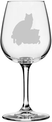 Miniatura 102 de Copa de vino de 12.75 onzas con temática de gato abisinio grabada para todo uso
