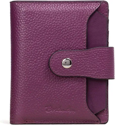 Miniatura 14 de BOSTANTEN Cartera de piel para mujer, con bloqueo RFID, pequeña, plegable, con bolsillo con cremallera, tarjetero, con ventana de identificación