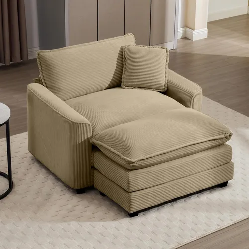Miniatura 25 de Aoowow Sofá de dos plazas de pana, modernos sofás de nube de 2 plazas para sala de estar, sofás modulares de nube seccionales con asiento profundo