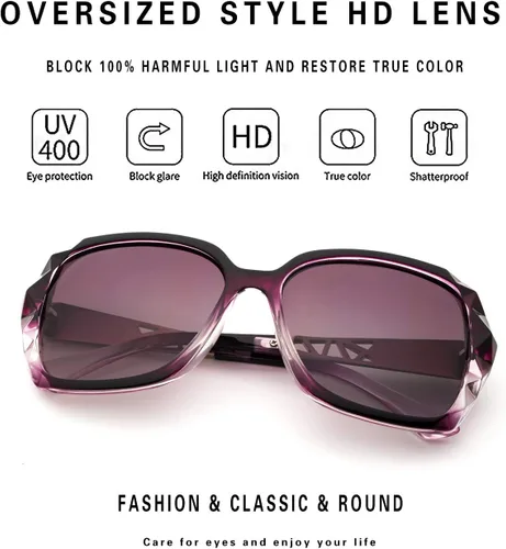 Miniatura 4 de LECKIRUT - Lentes de sol de gran tamaño para mujer, lentes de sol clásicos y a la moda con protección UV polarizada