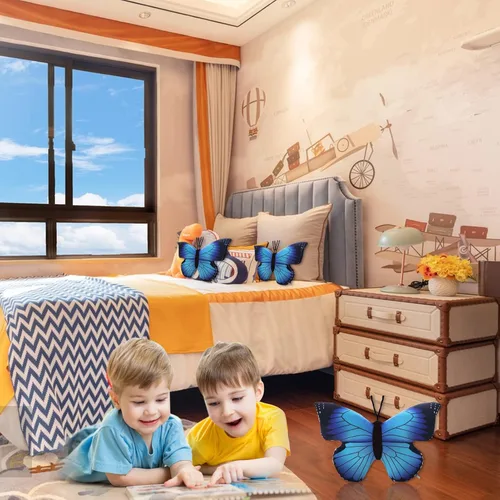 Miniatura 5 de Almohada de mariposa de 15.7 pulgadas, diseño de mariposa azul, juguete de peluche, decoración de regalos para niños