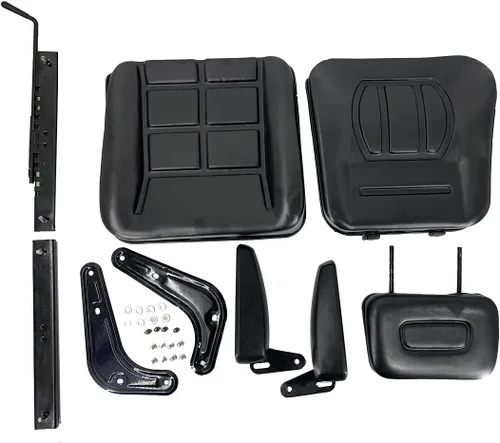 Miniatura 6 de Asiento universal para carretilla elevadora para cortacésped de jardín, asiento de suspensión plegable estilo Komatsu con reposabrazos y pista