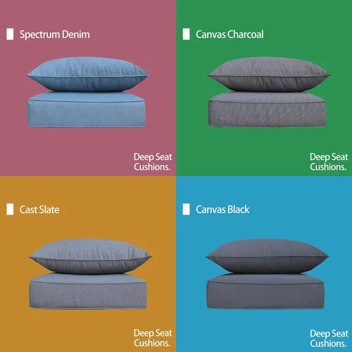 Miniatura 4 de Cojín para muebles de exterior, cojines para silla de asiento profundo, asiento de espuma, tela Sunbrella 24 x 24 pulgadas, lona carbón Lona